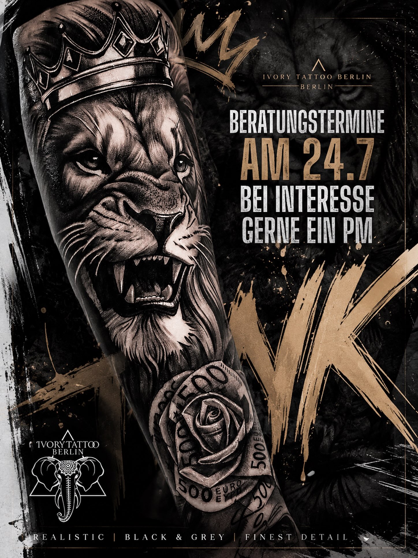 Du planst dein nächstes Tattoo? Egal ob Realistic, Black & Grey, Cover-up oder ein individuelles Motiv – am 24.07. nehmen wir uns Zeit für deine persönliche Beratung.
✔️ Ideen besprechen
✔️ Fragen klären
✔️ Termin sichern
📩 Die Plätze sind begrenzt. Schick uns einfach eine PN, um deinen Beratungstermin zu reservieren.
Wir freuen uns auf eure Projekte! 🦁🖋️